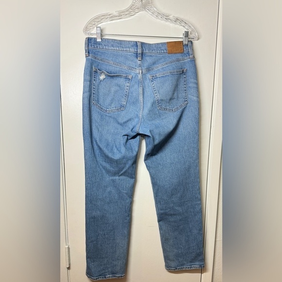 J. Crew High Rise 90s Classic Straight Distressed Blue Jeans in Rouses Wash 27 - Picture 9 of 16